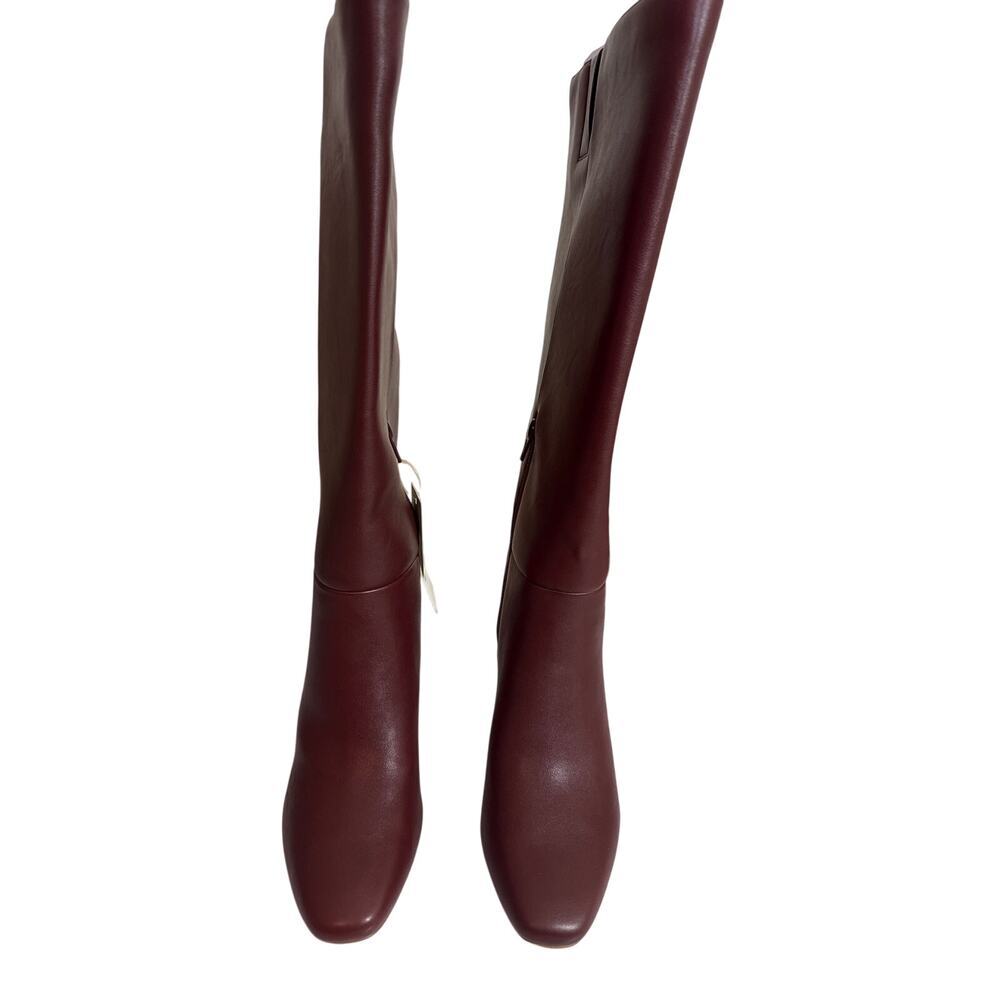 A New Day Womens Livia Tall Burgundy Knee High Boots 9.5 Block Heel Faux Leather - Picture 6 of 7
